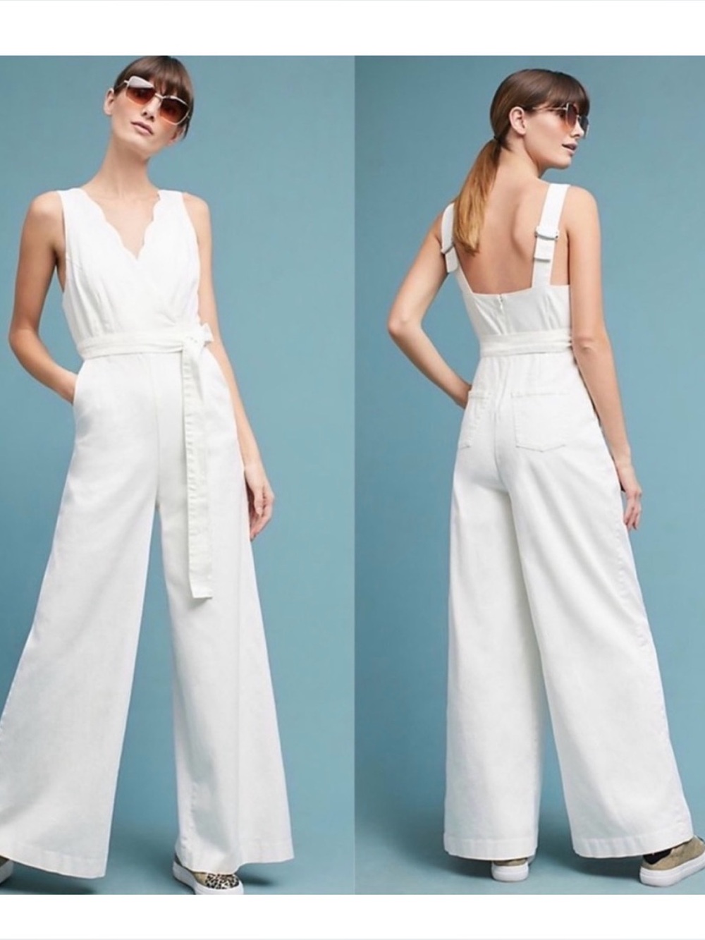 Anthropologie x Chino Scalloped Jumpsuit‎ size 0